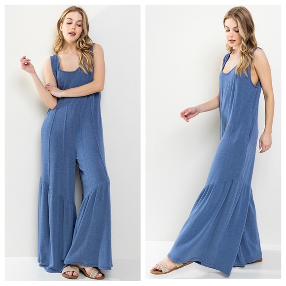 15 Boho Wide Leg Soft Touch Sleeveless Jumpsuits - Picture 3 of 4